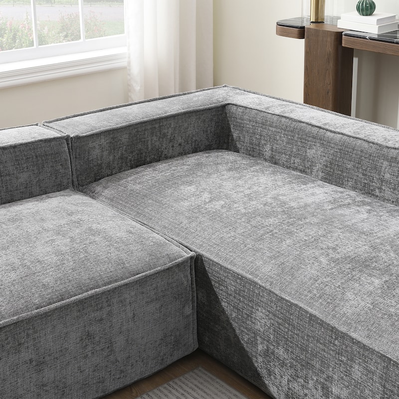 Oversized L-Shaped Modular Sectional Sofa, Wrinkle-Resistant Chenille 6 Seat Cloud Sofa, Full Compression Deep Seat Corner Sofa