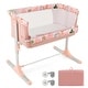 preview thumbnail 1 of 4, Costway Folding Baby Bassinet Bedside Sleeper with 4 Adjustable - See Details Pink - See Details