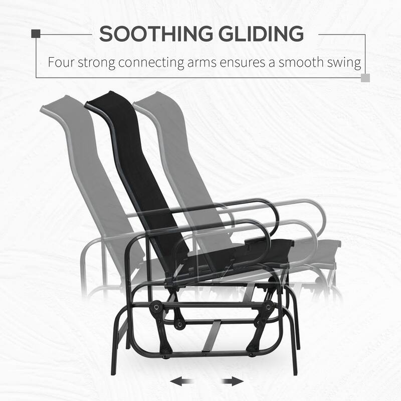 Outsunny Single Glider Patio Swing Rocking Chair with Breathable Mesh, Smooth Arms for Backyard, Garden, Lawn