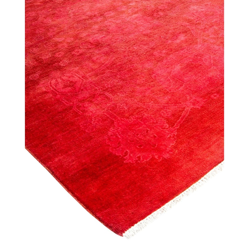 Overton Hand Knotted Wool Vintage Inspired Modern Contemporary Overdyed Pink Area Rug - 3' 3" x 5' 0"