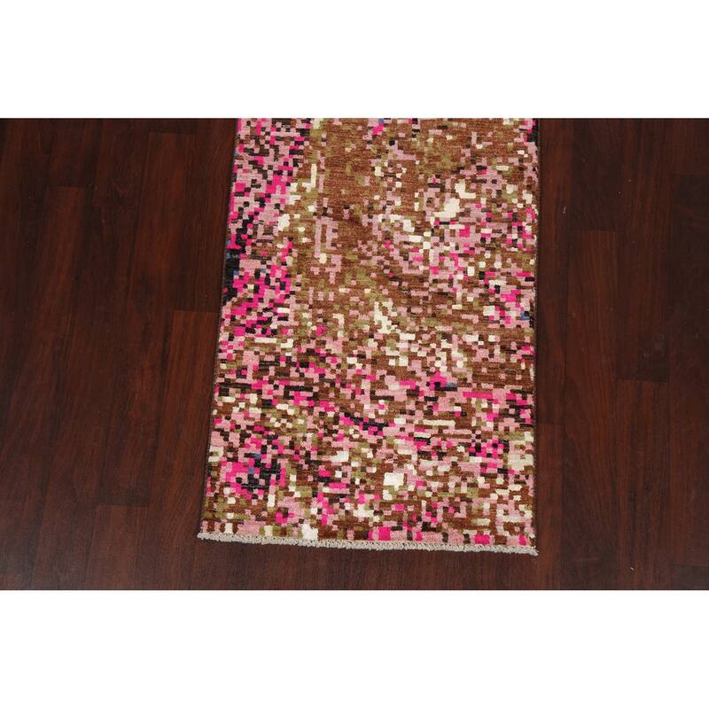Wool/ Silk Artistic Modern Abstract Oriental Runner Rug Hand-knotted - 2'8" x 10'0"