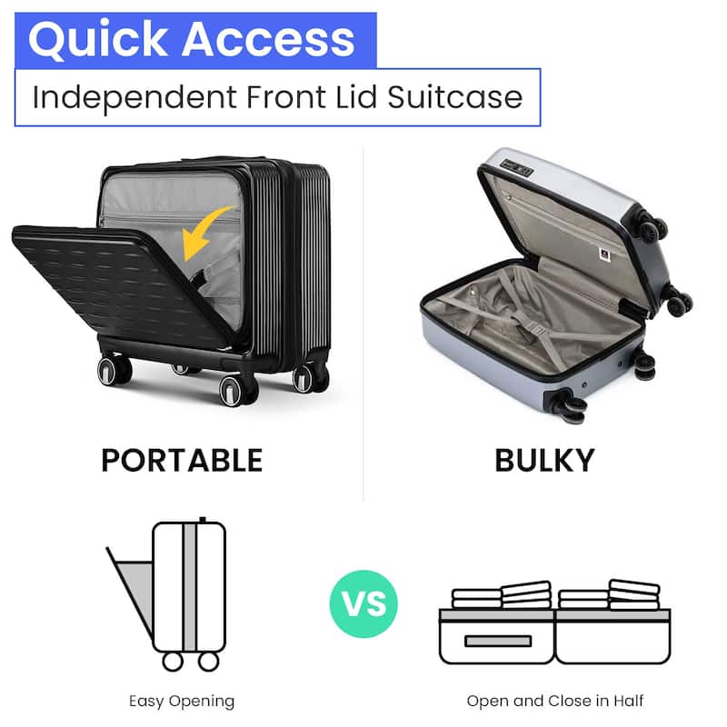 18" Carry On Luggage with Front Open Door &Laptop Interlayer