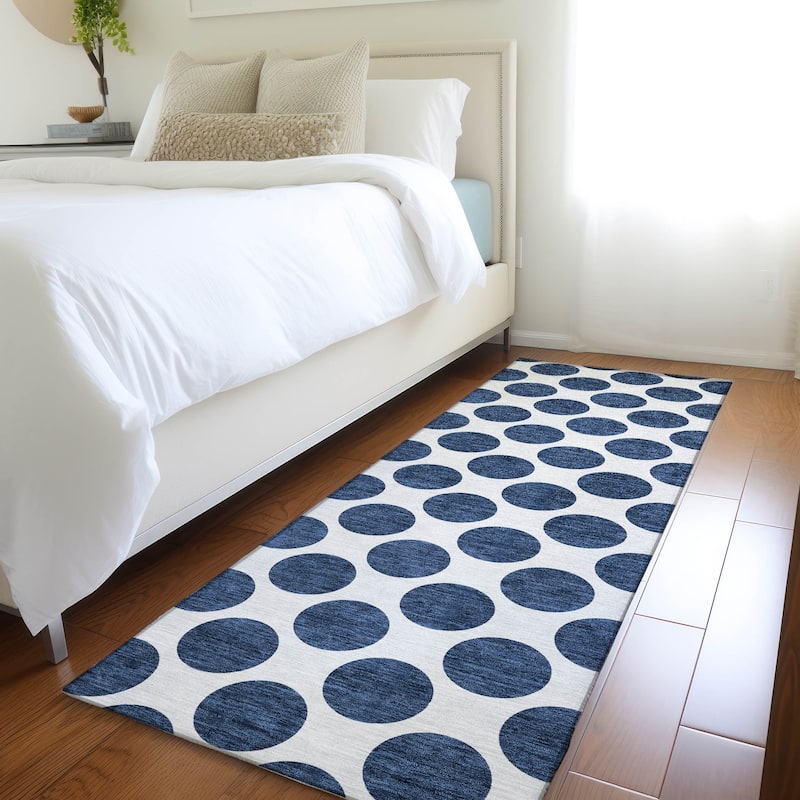 Premium Washable Super Soft Geo Dots Mayfield Rug - Navy - 2'3" x 7'6"