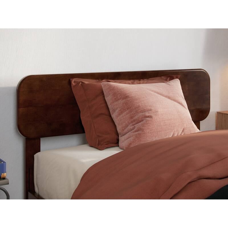 Twin Solid Wood Headboard in Walnut with Smooth Finish and Sleek Contemporary Style for Bedroom