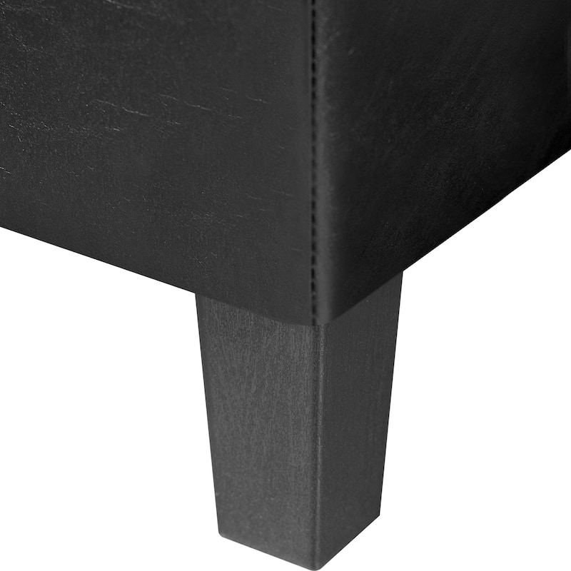 Adeco Faux Leather Storage Ottoman Bench for Living Room