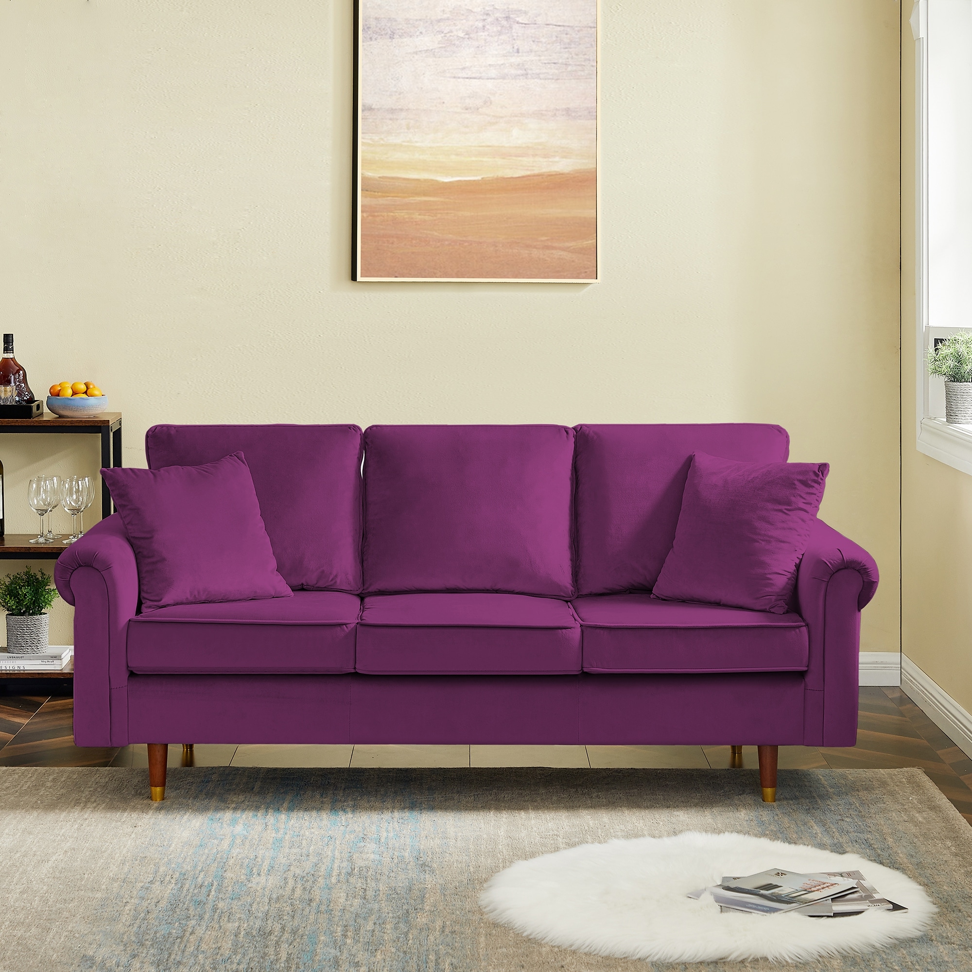Modern 3 Seater Sofa With Wood Legs for Living Room and Bedroom - On Sale -  Overstock - 35245708