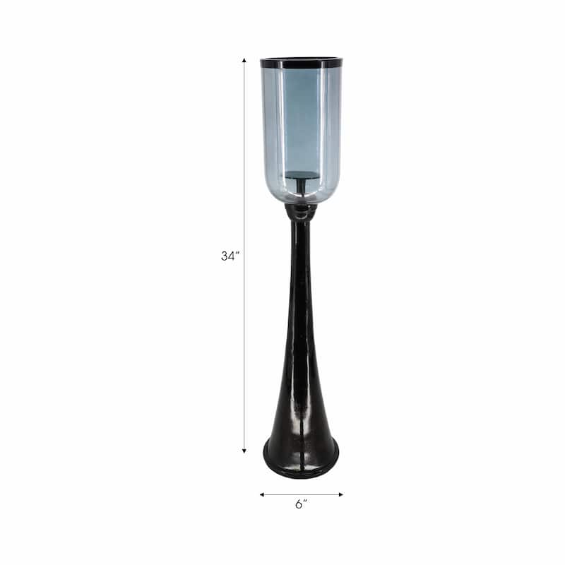 Modern Metal and Glass Floor Candle Stand for Pillar Candles