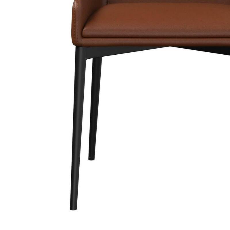 Black/Cognac Brown Faux Leather Upholstered Metal Frame Dining Chair, Set of 2, Sturdy Dining Chair for Dining Rooms - 19