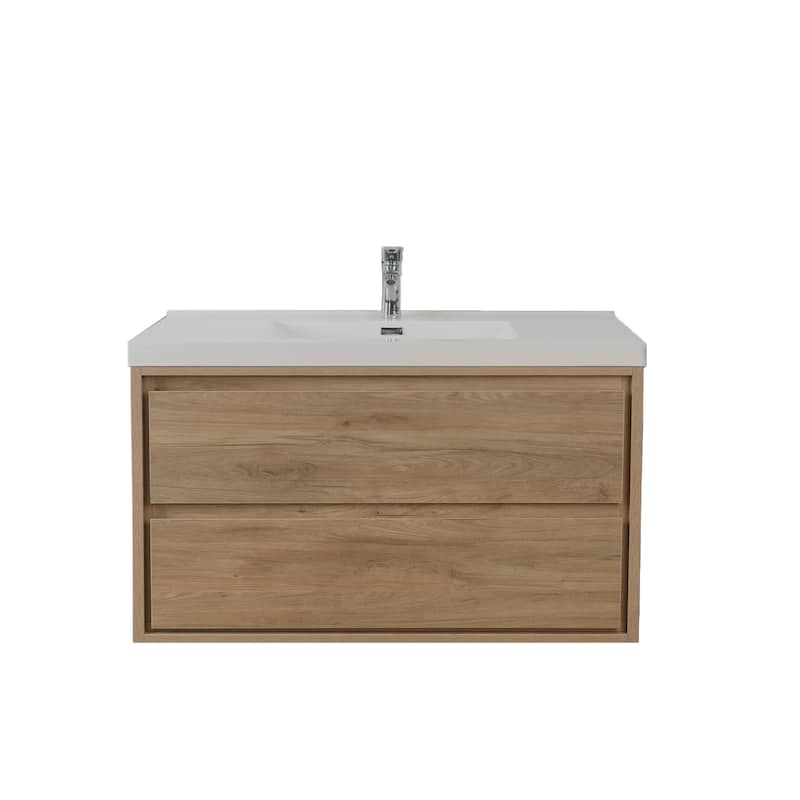 Sage 42" wall mounted bathroom vanity with single basin acrylic top