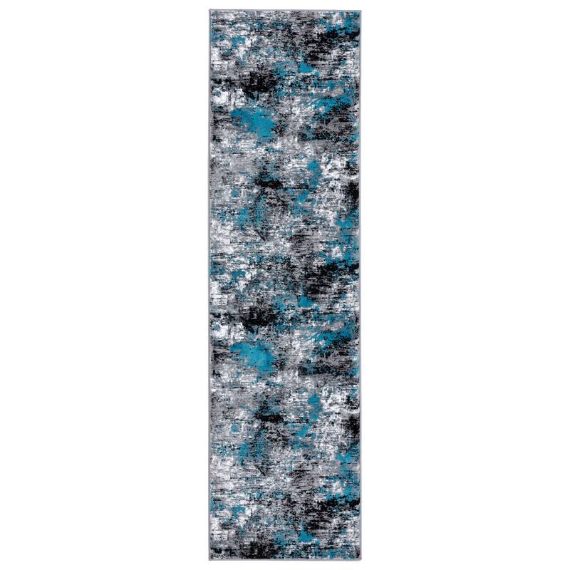 Samos Collection Abstract Static Area Rug - 2'2" X 7'8"