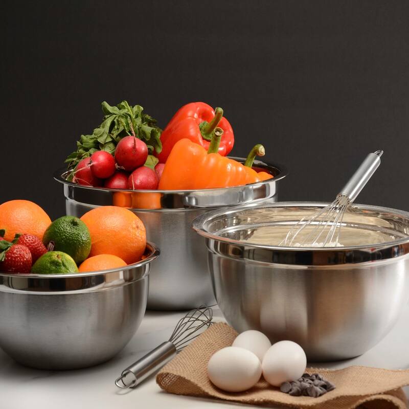 Stainless Steel Mixing Bowls (Set of 5) for Baking, Cooking,Includes 0.75, 1.5, 3, 5, 8 Quart, Stackable for Convenient Storage