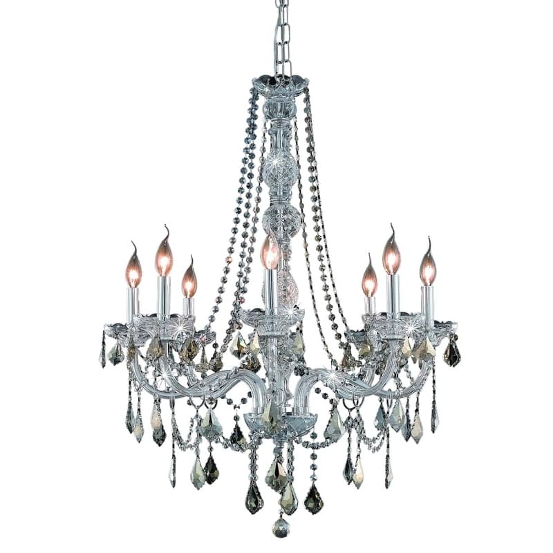Verona 8-Light 28 in. Chandelier (Available in Chrome, Golden Teak, Silver Shade)