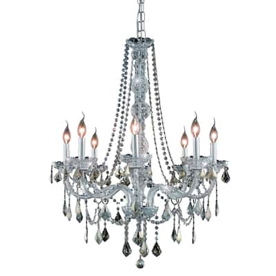 Verona 8-Light 28 in. Chandelier (Available in Chrome, Golden Teak, Silver Shade)