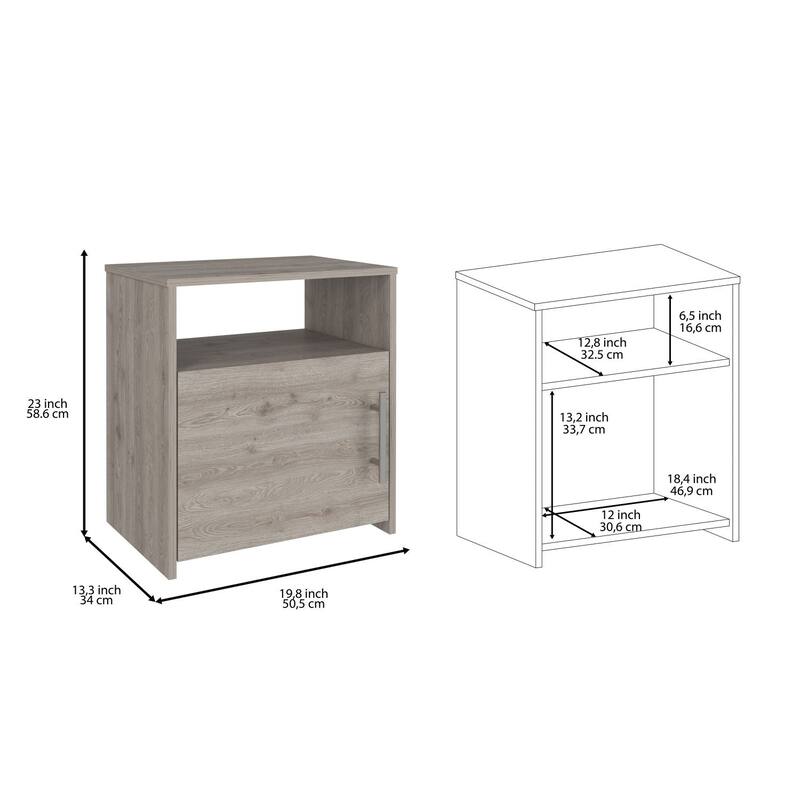 Modern Nightstand - Light Gray Finish, Superior Top, and Cabinet Storage
