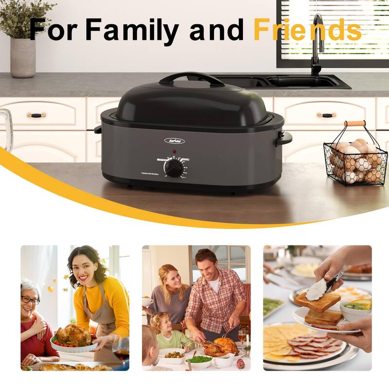 20-Quart Electric Roaster Oven with Self-Basting Lid