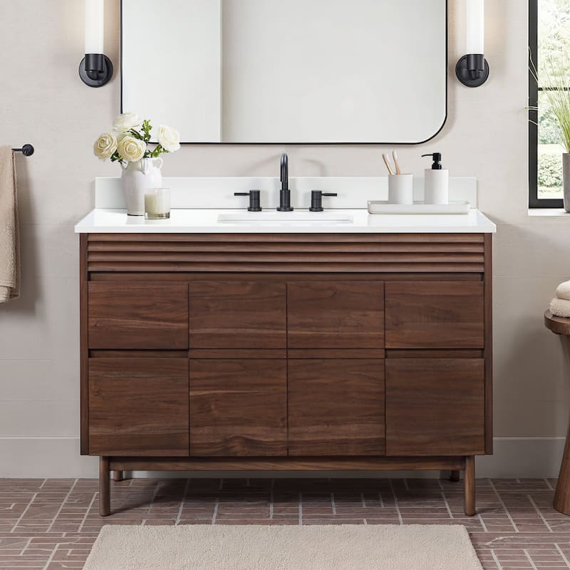 Avanity Carina Bathroom Vanity in Coffee Teak with White Engineered Stone Top - 49" Single Sink