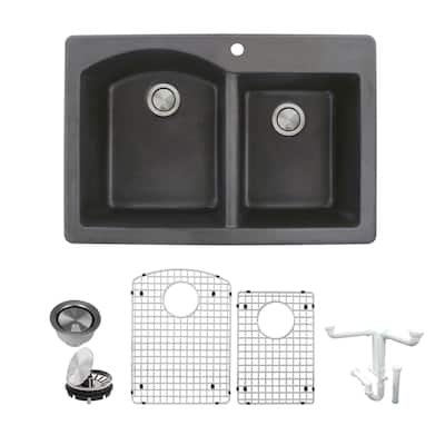 Transolid K-ATDD3322 Aversa 33" Drop In Double Basin Granite Kitchen