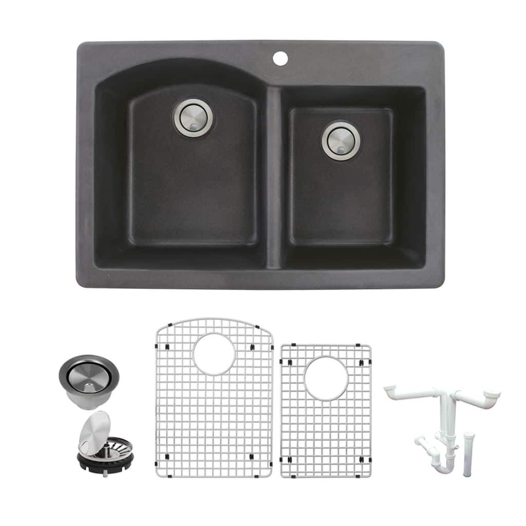 Transolid K-ATDD3322 Aversa 33" Drop In Double Basin Granite Kitchen