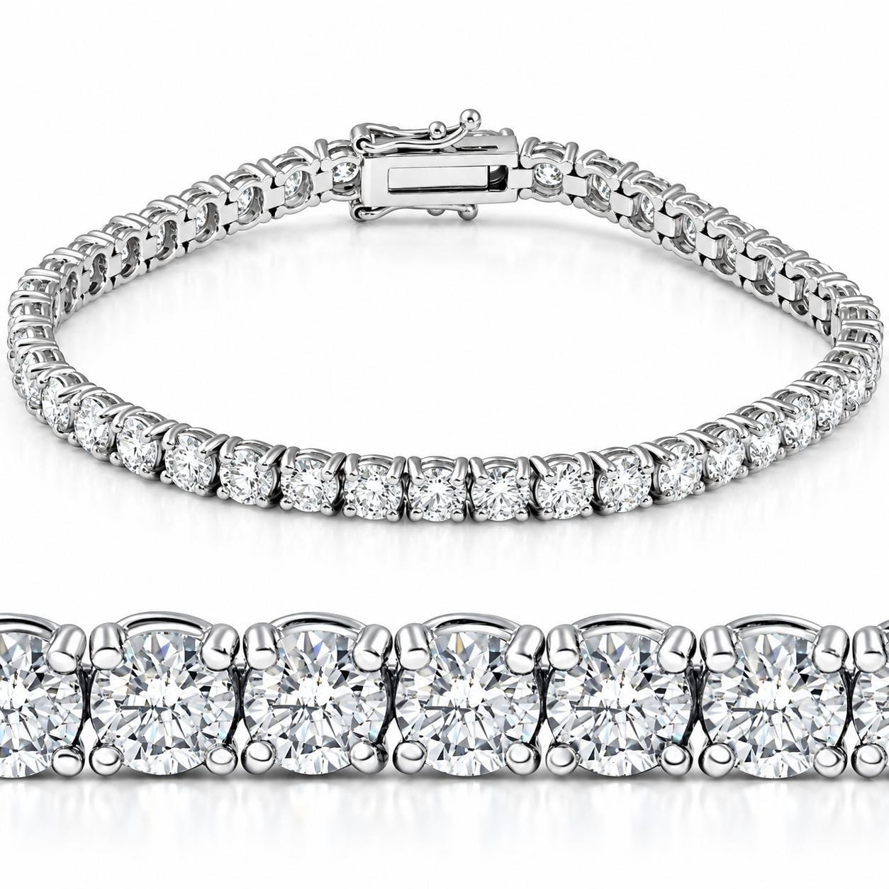 Bliss Diamond 11ct Lab Grown Round Cut Diamond Tennis Bracelet White Gold 7"