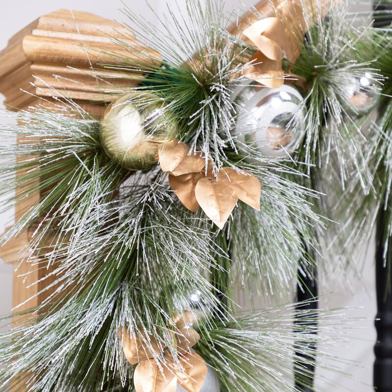 Flocked Pine and Ornaments Artificial Christmas Garland - 10' x 15" - Unlit