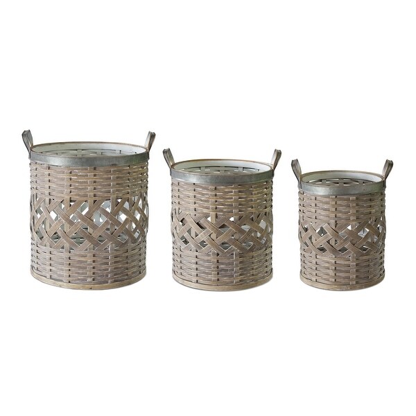 Set of 3 Stylish Wicker Willow Baskets - N/A