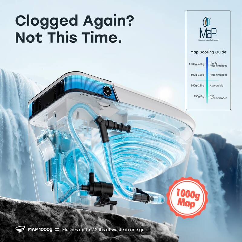 HOROW ADA Height Elongated Smart Bidet Toilet in White with Water Tank Pump Auto Open Close Deodorization and 1000g Flush - N/A