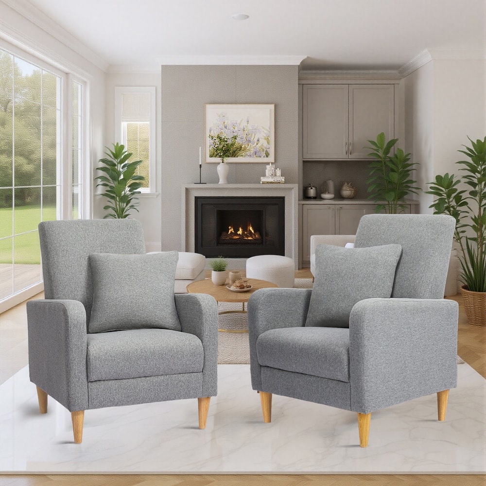 RENEWLINE Modern Accent Chair with Pillow & Walnut Legs - Lounge Seat for Living Room, Compact Design