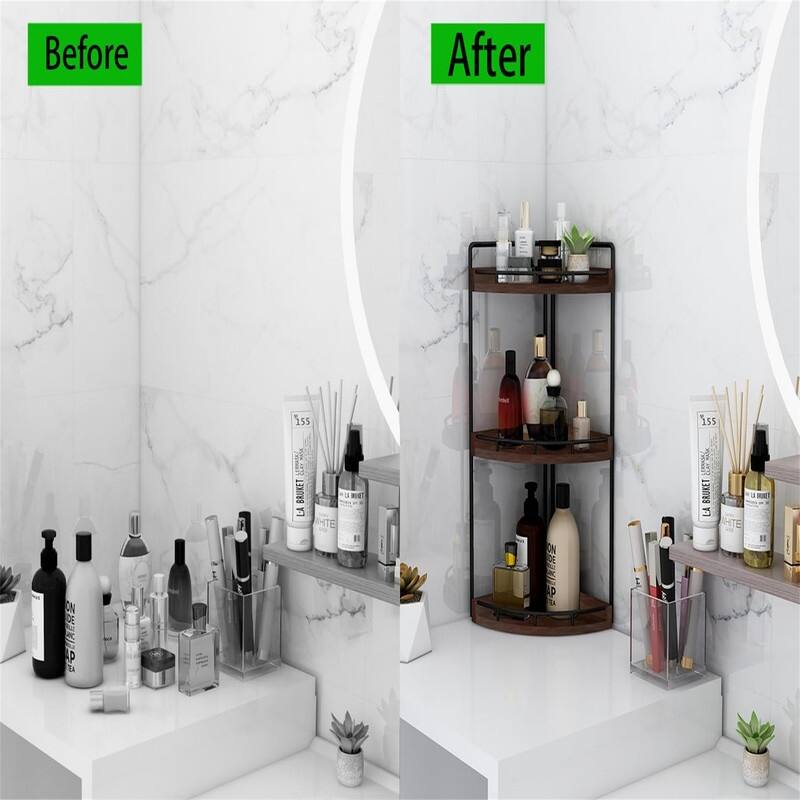 3-Tier Corner Bathroom Organizer Countertop - 7.67"D x 7.67"W x 17.52"H