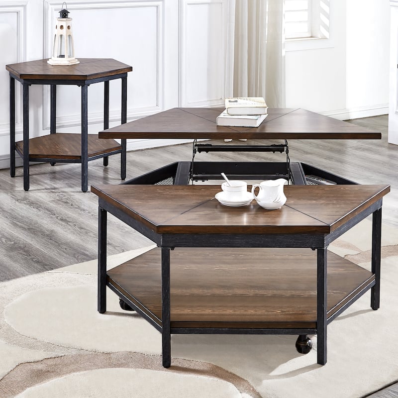 Steve Silver Upton Hexagon Lift Top Coffee Table