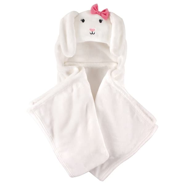 slide 1 of 1, Hudson Baby Infant Girl Hooded Animal Face Plush Blanket, Bunny, One Size - Bunny - One Size One Size - Bunny