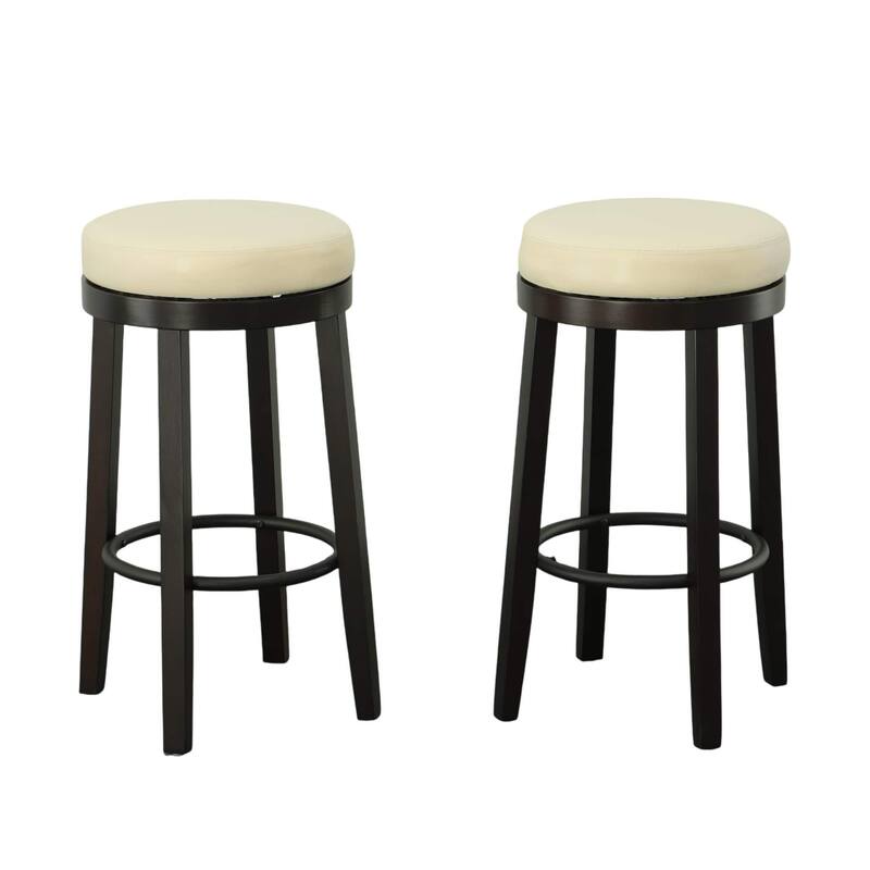Swivel Seat Barstools - 30" - Cream and Brown - Set of 2