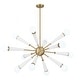 preview thumbnail 1 of 3, Zodiac 12 Light Aged Brass + Matte White Chandelier