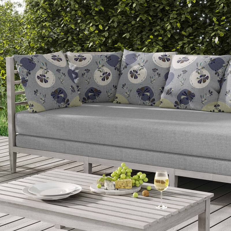 Circular Garden Indoor/Outdoor Reversible Throw Pillow Gray and Blue