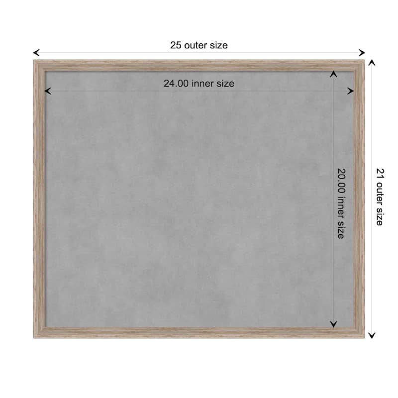 Amanti Art Hardwood Wedge White Wash Framed Magnetic Board - Board Size 24x20