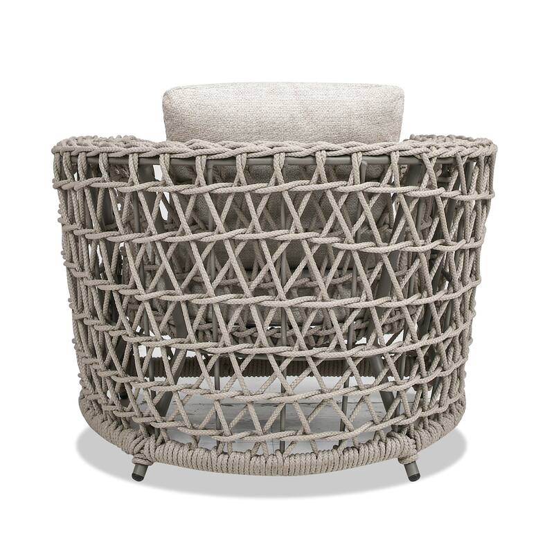 Everly 37.5" Woven Frame Barrel Deep Seating Patio Arm Chair