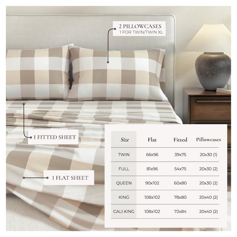 Linery & Co. Turkish Cotton Double-Brushed Printed Flannel Bed Sheet Set