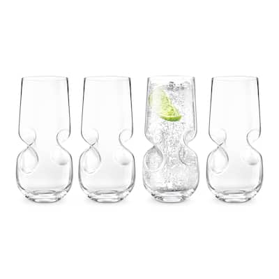 Final Touch Bubbles Seltzer Beverage Glasses - Set of 4 - 17 oz