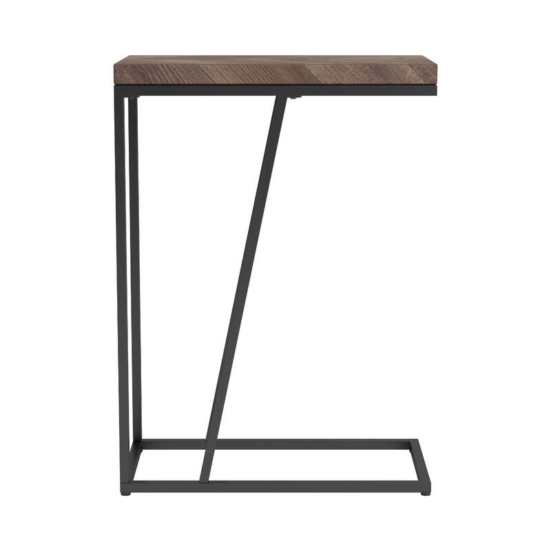 Accent Table with Chevron Pattern Top, Brown