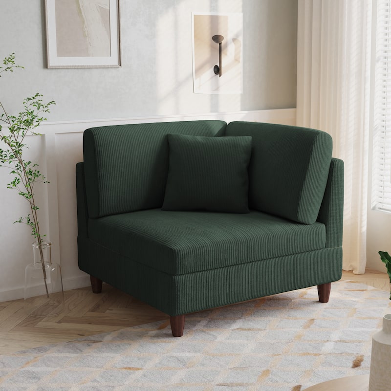 Corduroy Accent Chair with Ottoman Modular Couch Sectional Sofa
