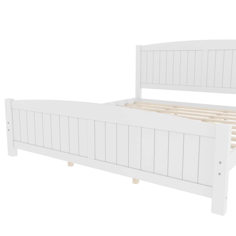 King Size Platform Bed, Solid Wood Platform Bed with Support Slats and Strong Structure, No Box Spring Needed