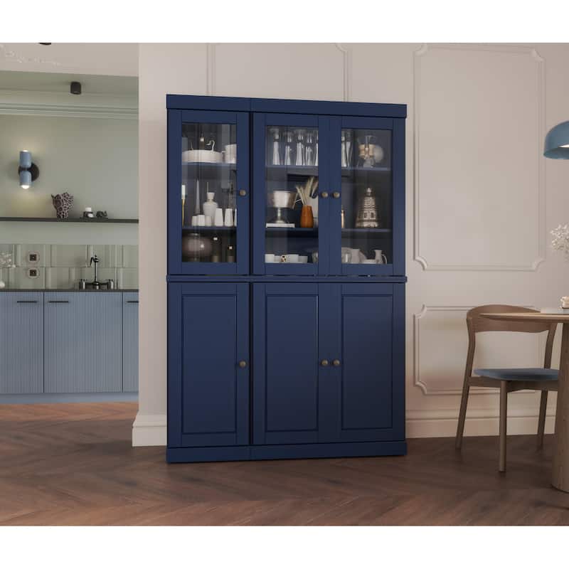 Palace Imports 100% Solid Wood Pantry China Cabinet, Raised Panel & Clear Glass Doors, 2 Drawers, 48.5" Wide, 71.5" Tall