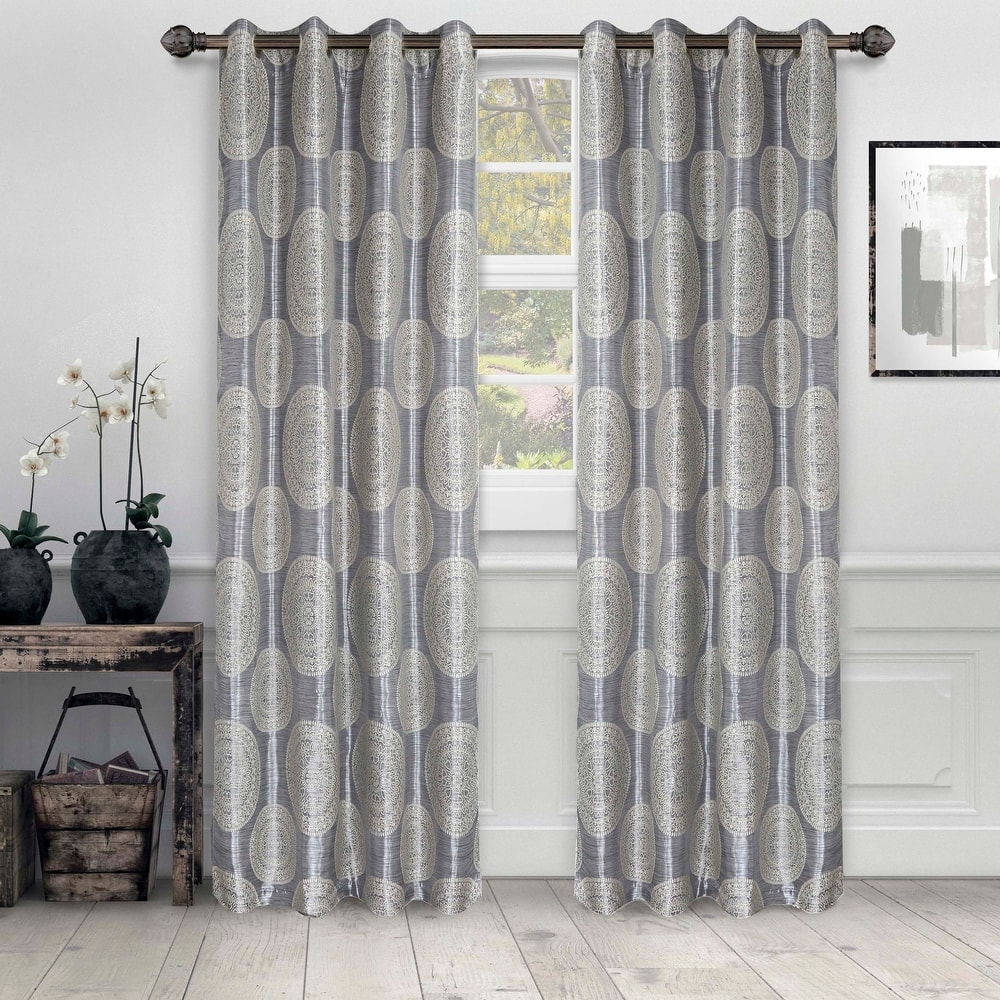 Superior Elegant Room Darkening Marmore Jacquard Grommet Curtain Panel (Set of 2)