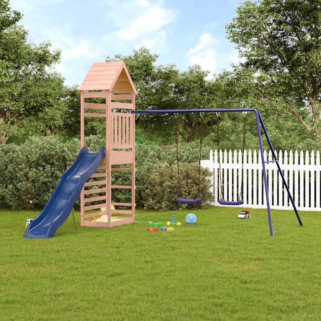 vidaXL Swing Set Outdoor Backyard Wooden Playground Equipment for Kids Age 3-8