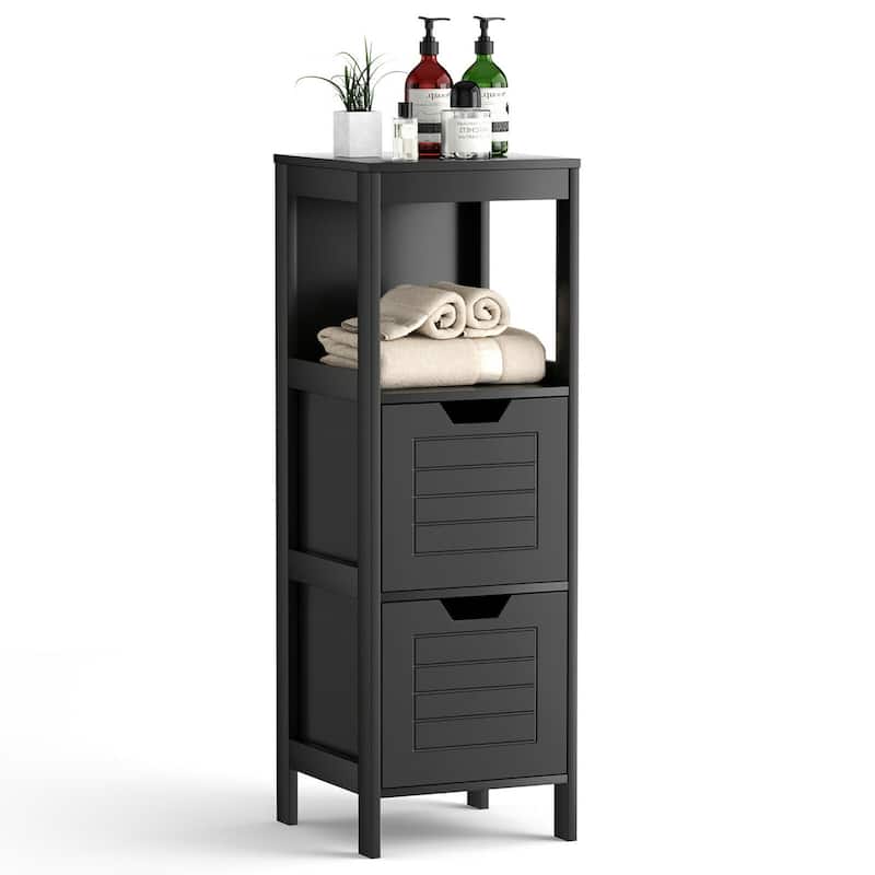 Costway Bathroom Wooden Floor Cabinet Multifunction Storage Rack Stand