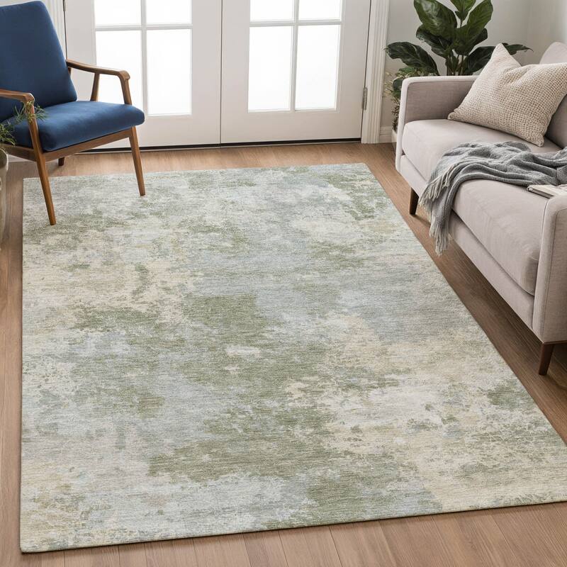 Machine Washable Indoor/ Outdoor Chic Modern Chantille Rug