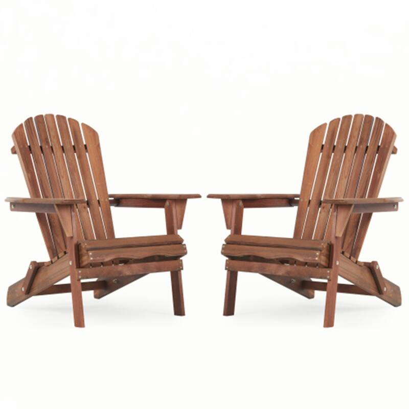 2PCS Wooden Garden Outdoor Folding Adirondack Chair,Ergonomic Comfort
