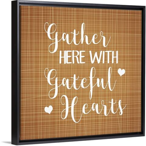 "Gather Here with Grateful Hearts" Black Float Frame Canvas Art