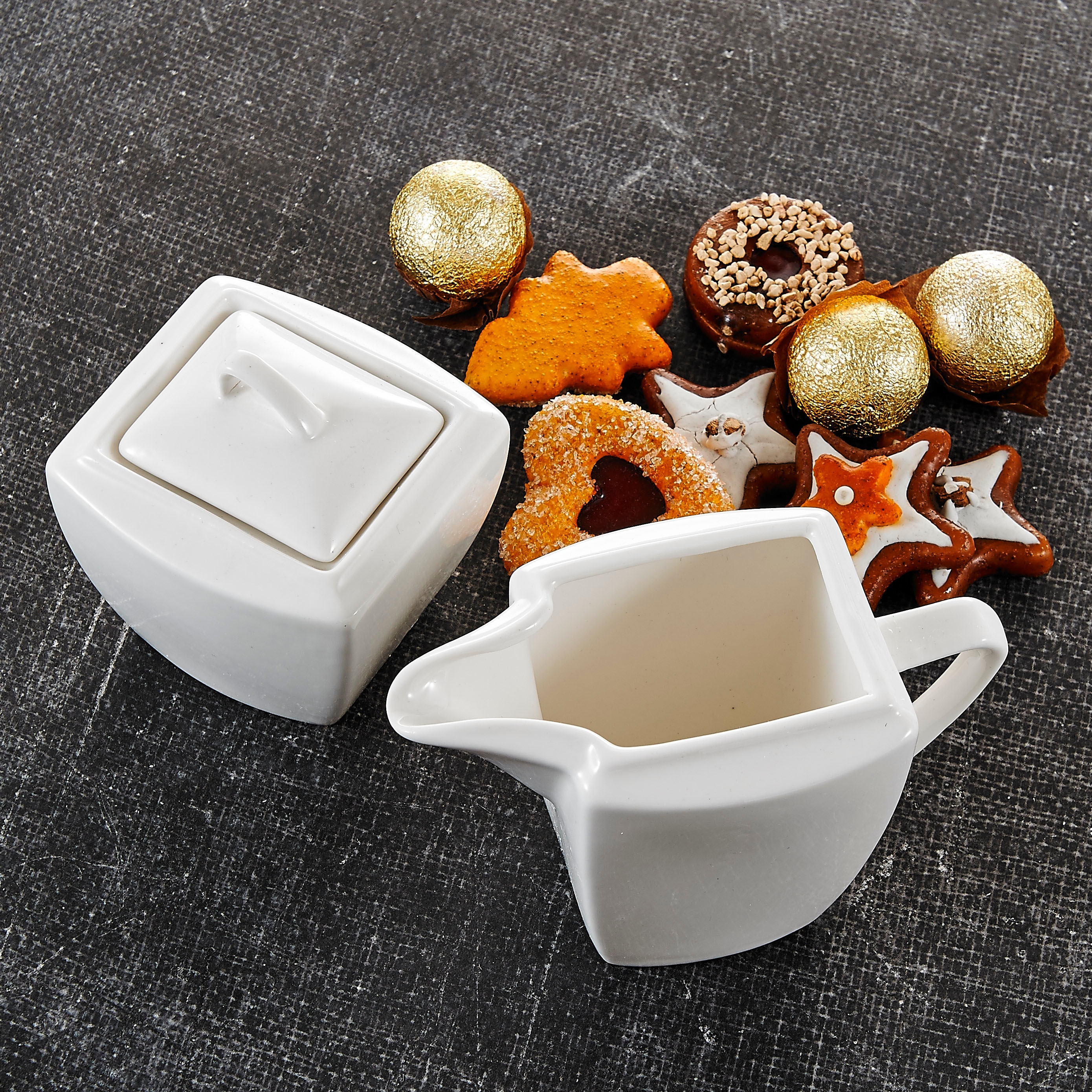 MALACASA 4.75-In White Porcelain Creamer Jug Sugar Jar (Set of 2