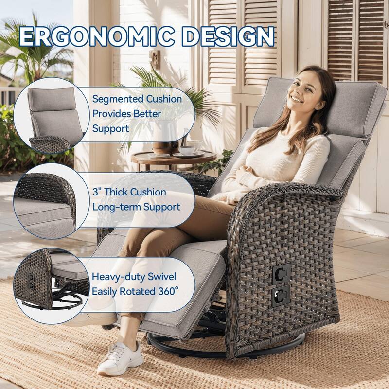Pocassy Reclining Patio Chair with Adjustable Backrest