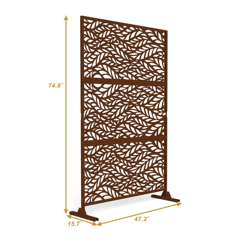 Outdoor Privacy Screen with Stand for Patio Garden Metal Fence
